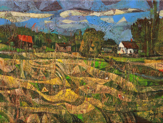 Landschaft bei Anklam, 2021, Mischtechnik auf Leinwand, 30 x 40 cm