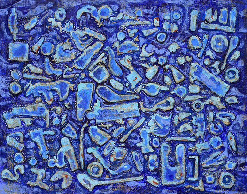 Blaue Stunde, 2022, Mischtechnik auf Leinwand, 60 x 77 cm