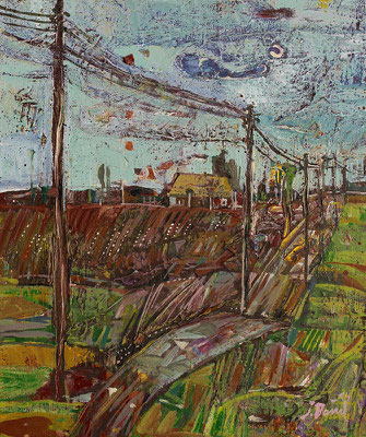 Mecklenburger Landschaft, 2014, Mischtechnik auf Holz, 23 x 20 cm