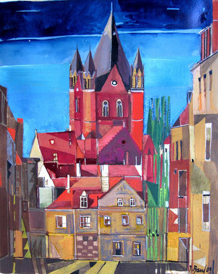 Pauluskirche, Radierung, koloriert, 25 x 20 cm