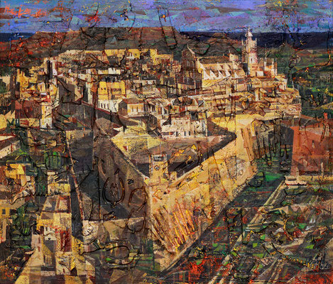 Zitadelle Victoria auf Malta, 2020, Mischtechnik auf Leinwand, 60 x 70 cm