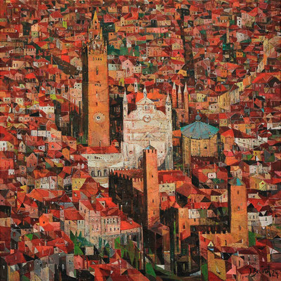 Cremona, 2024, Mischtechnik auf Leinwand, 80 x 80 cm