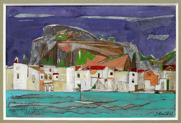 Cefalu, Radierung, koloriert, 10 x 15 cm