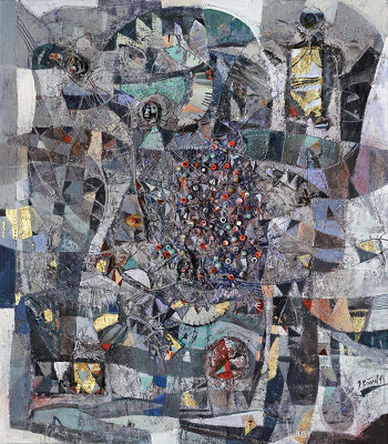 Ogoh Ogoh, 2014, Mischtechnik auf Leinwand, 80 x 70 cm