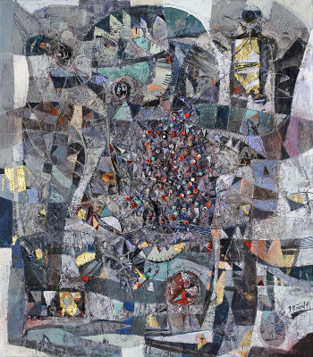 Ogoh Ogoh, 2014, Mischtechnik auf Leinwand, 80 x 70 cm