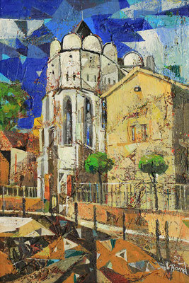 Dom zu Halle, 2024, Mischtechnik auf Leinwand, 30 x 20 cm