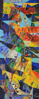 Am Meer, 2025, Mischtechnik auf Holz, 40 x 16 cm