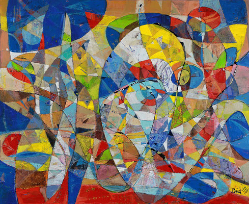 Springbrunnen, 2011, Mischtechnik auf Leinwand, 90 x 110 cm