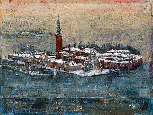 Venedig im Winter, 2010, Mischtechnik auf Holz, 30 x 40 cm