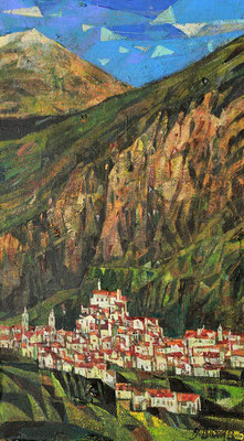Isnello, 2022, Mischtechnik auf Hartfaser, 47 x 26 cm