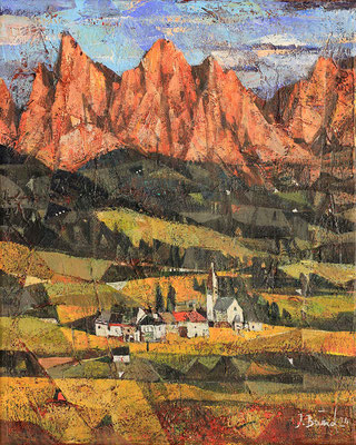 Rosengarten, 2024, Mischtechnik auf Leinwand, 30 x 24 cm