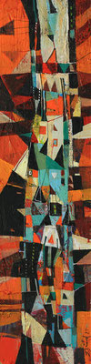 Ranke, 2025, Mischtechnik auf Hartfaser, 44 x 11 cm