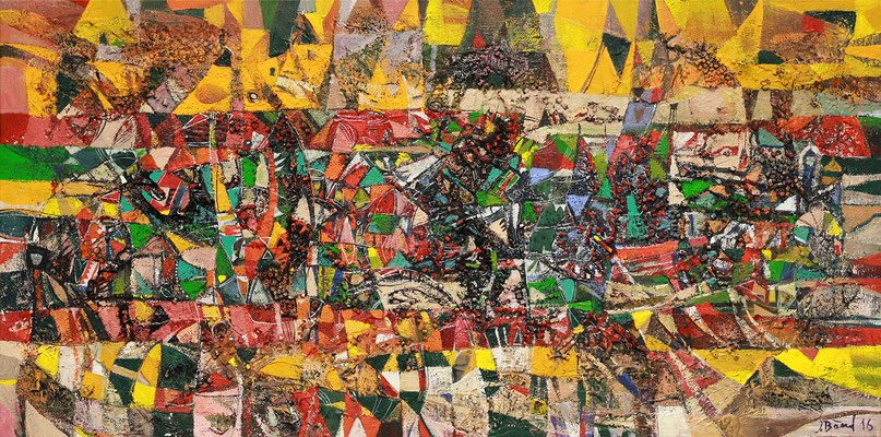 Diamantenmine, 2016, Mischtechnik auf Leinwand, 60 x 120 cm