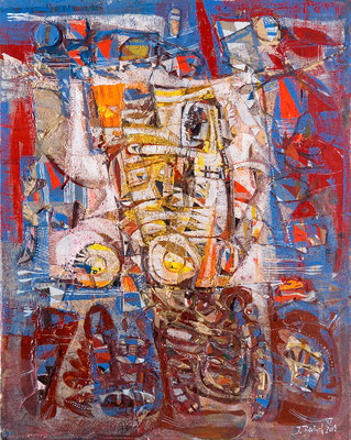 Der Baggerfahrer, 2008, Plastische Arbeit, Öl, Acryl auf Leinwand, 50 x 40 cm
