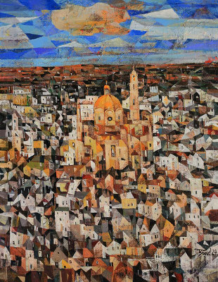 Locorotondo, Apulien, 2024, Mischtechnik auf Leinwand, 89 x 69 cm