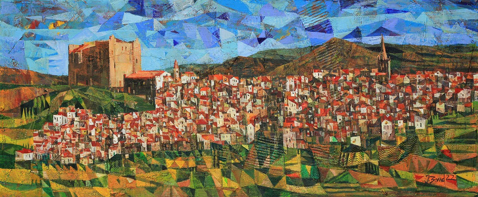 Castelbuono, 2022, Mischtechnik auf Leinwand, 50 x 120 cm