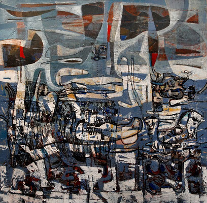 Schneeschmelze, 2011, Mischtechnik auf Leinwand, 100 x 100 cm