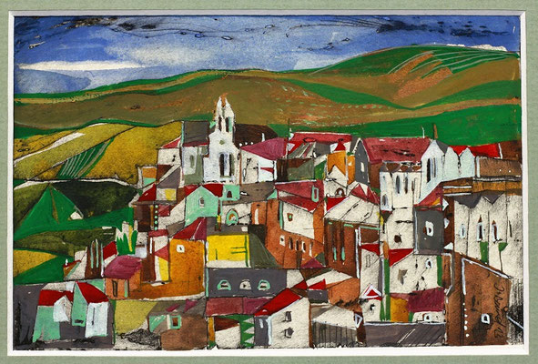 Prizzi, Radierung, koloriert, 10 x 15 cm