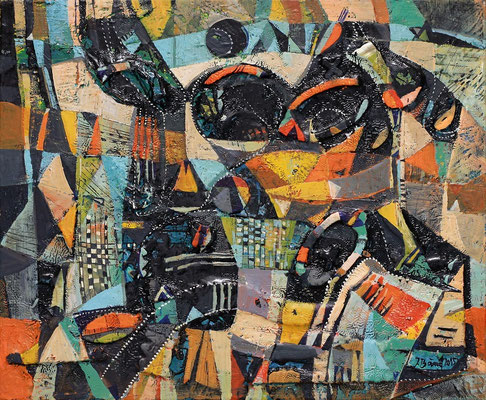 Im Galopp, 2015, Mischtechnik auf Leinwand, 38 x 46 cm