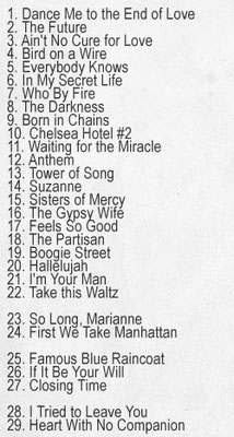Setlist des Leonard Cohen Konzerts in Wiesbaden am 3. September 2010