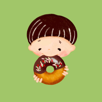 ドーナツを食べる子