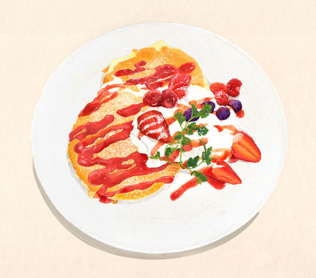 ベリーのパンケーキ　イラスト