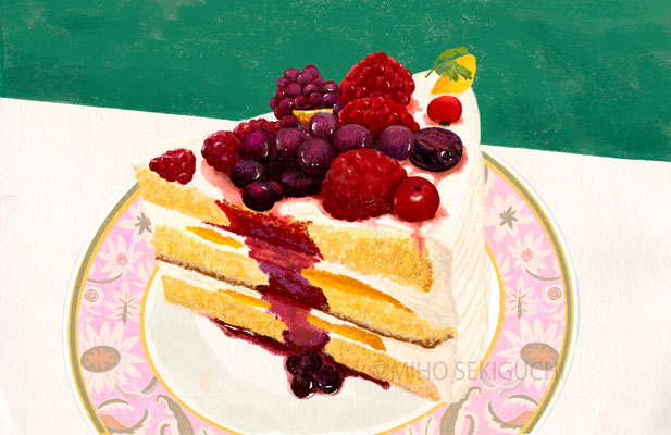 ベリーのショートケーキ　イラスト
