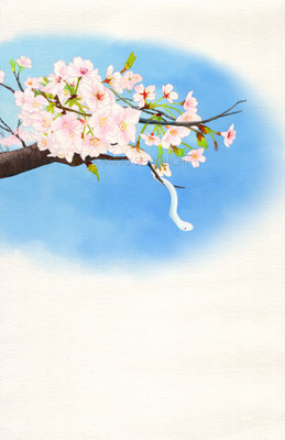 桜とへび、イラスト