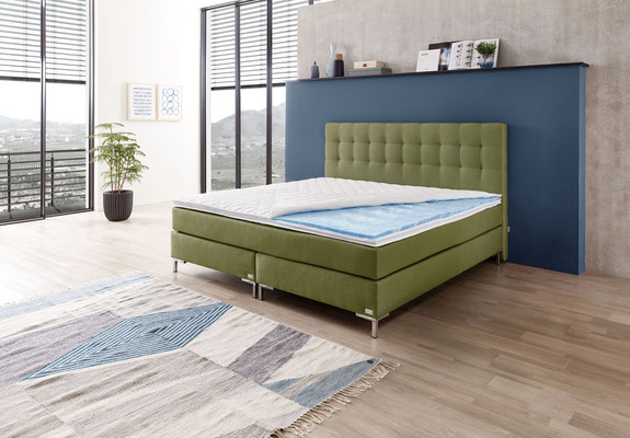 Boxspringbett mit Ergogel Topper und Design Kopfteil