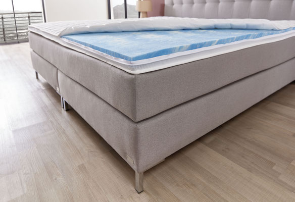 Boxspringbett 180x200 mit Design Kopfteil in grau