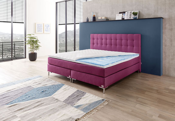 Boxspringbett mit Ergogel Topper und Design Kopfteil