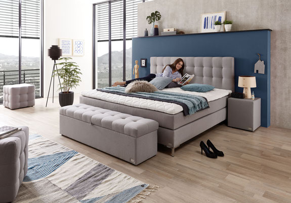 Boxspringbett mit Ergogel Topper und Design Kopfteil