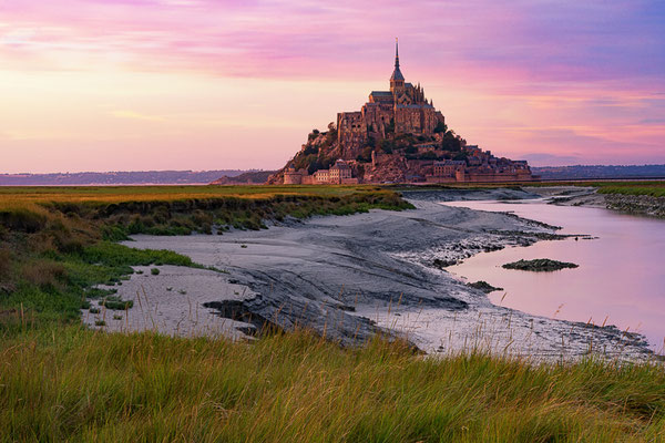 France Saint Mont Michel Frankrijk Sunset Zonsonderganglandscape