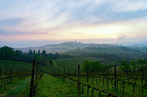 Sunrise at San Gimignano, Tuscany in Italy