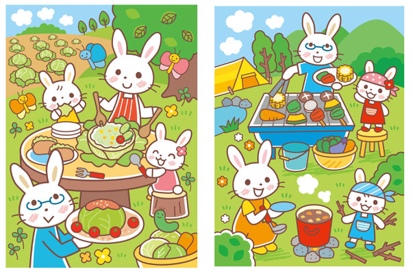 雑誌　3分クッキング「うさちゃんファミリーのまちがいさがし」2011＿2012連載