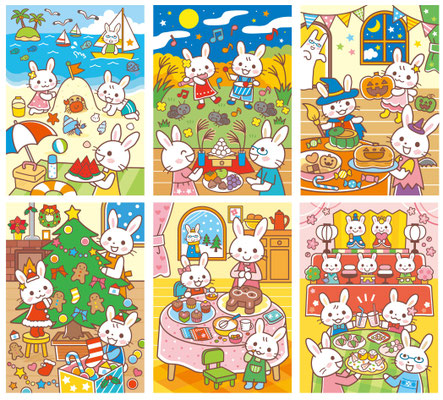 雑誌　3分クッキング「うさちゃんファミリーのまちがいさがし」2011＿2012連載