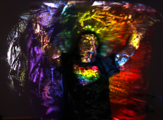 Merri with Rainbow flag in the CUSP projection