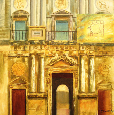 Palacio de Carlos V-Tecnica mixta sobre lienzo-Charles V Palace/mixed medium on canvas