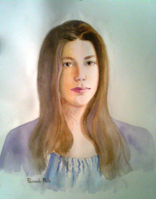 Retrato de joven-Acuarela sobre papel/Girl Portrait -Watercolor on paper