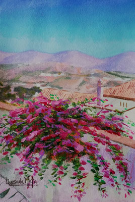 Rincón de Almuñecar.Acrílico sobre papel de Acuarela/ Corner of Almuñecar.Acrylic on  watercolor paper.