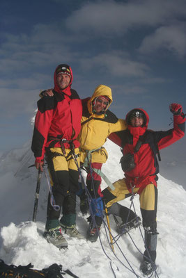 Andy, me and Bartek at Huayna Potosi summit - 6,088 m - Cordillera Real