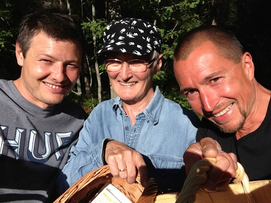 Udo, Gunnel and me collecting mushrooms near Helsinki - Finland