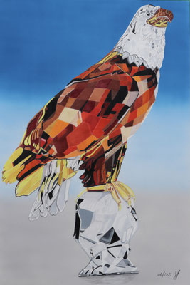 Swarovski Eagle: Airbrush / Caran d'Ache Luminance on Fabriano Artistico 300g 35.5x51cm