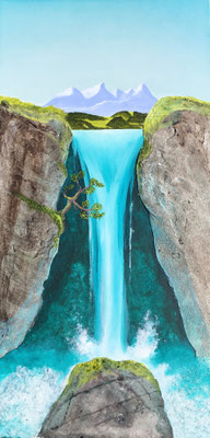Rock Fall / Mixed Media on Canvas Board 30x60cm