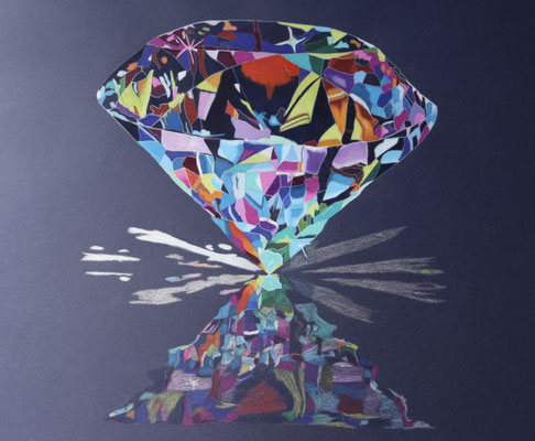 Diamond: Prismacolor Premier on Canson Mi-Teintes Indigo 50x65cm