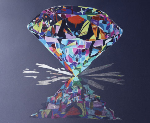 Diamond: Prismacolor Premier on Canson Mi-Teintes Indigo 50x65cm