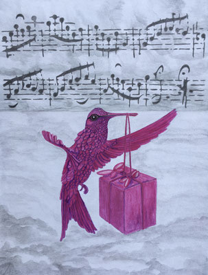 The Present: Graphite / Inktense Color Pencil on Drawing Paper 30x40cm