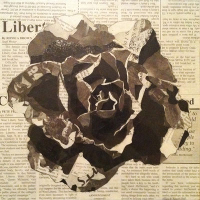 Newsblossom; newspaper and glue, 2006