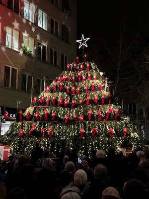 Wir treffen uns jeweils bei der Urania unter dem "Singing Christmas Tree" bei Glühwein und freuen uns über die weihnächtlichen Gesangsdarbietungen. 