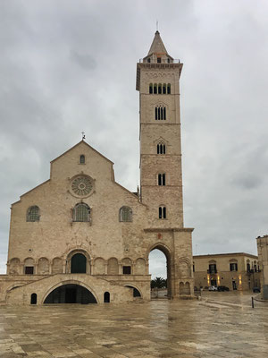 Wie das Castello, ist auch die Kathedrale von Trani aus dem weltberühmten "Trani-Kalkstein" erbaut. Dieser witterungbeständige Marmor ist der Grund, weshalb die daraus erstellten Gebäude der Altstadt relativ jung aussehen. 